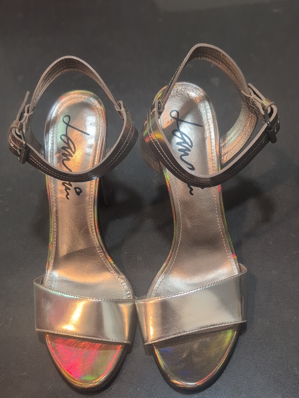 Lanvin Iridescent Metallic Open-Toe Ankle-Strap Sandals